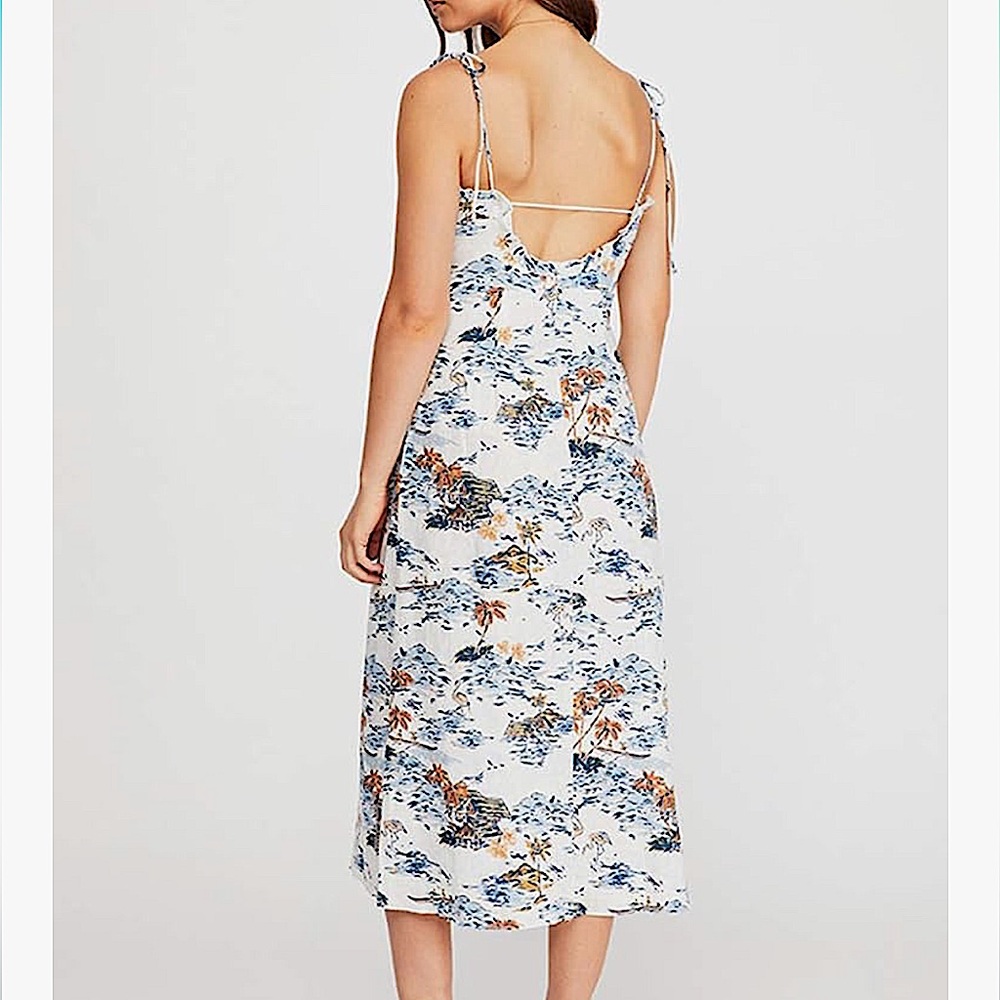 Free People Beach Party Flamingo Midi Linen Blend Dress - Picture 2 of 16